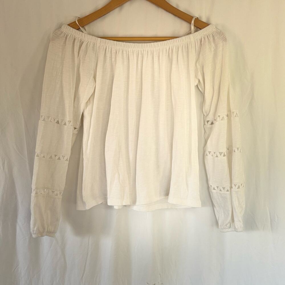 Lilly Pulitzer Katt Off Shoulder Top Resort White Cutout Sleeve | XS |